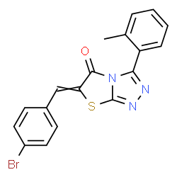 ChemSpider 2D Image | 6-(4-Bromobenzylidene)-3-(2-methylphenyl)[1,3]thiazolo[2,3-c][1,2,4]triazol-5(6H)-one | C18H12BrN3OS