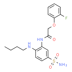ChemSpider 2D Image | N-[2-(Butylamino)-5-sulfamoylphenyl]-2-(2-fluorophenoxy)acetamide | C18H22FN3O4S