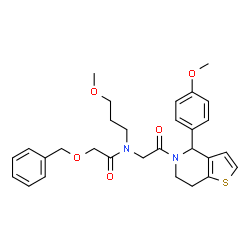 ChemSpider 2D Image | 2-(Benzyloxy)-N-{2-[4-(4-methoxyphenyl)-6,7-dihydrothieno[3,2-c]pyridin-5(4H)-yl]-2-oxoethyl}-N-(3-methoxypropyl)acetamide | C29H34N2O5S