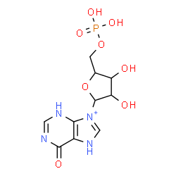 ChemSpider 2D Image | 6-Oxo-9-(5-O-phosphonopentofuranosyl)-6,7-dihydro-3H-purin-9-ium | C10H14N4O8P