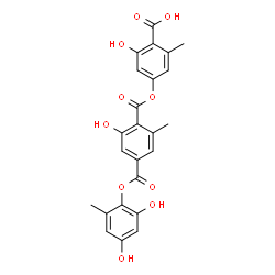 ChemSpider 2D Image | 4-({4-[(2,4-Dihydroxy-6-methylphenoxy)carbonyl]-2-hydroxy-6-methylbenzoyl}oxy)-2-hydroxy-6-methylbenzoic acid | C24H20O10