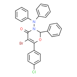 ChemSpider 2D Image | 5-Bromo-6-(4-chlorophenyl)-3-(diphenylamino)-2-phenyl-2,3-dihydro-4H-1,3-oxazin-4-one | C28H20BrClN2O2