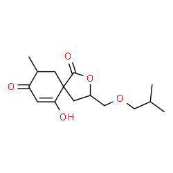 ChemSpider 2D Image | 6-Hydroxy-3-(isobutoxymethyl)-9-methyl-2-oxaspiro[4.5]dec-6-ene-1,8-dione | C15H22O5