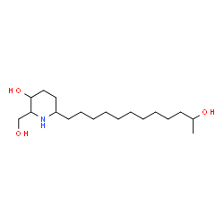 ChemSpider 2D Image | 6-(11-Hydroxydodecyl)-2-(hydroxymethyl)-3-piperidinol | C18H37NO3