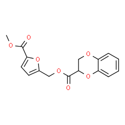 ChemSpider 2D Image | [5-(Methoxycarbonyl)-2-furyl]methyl 2,3-dihydro-1,4-benzodioxine-2-carboxylate | C16H14O7