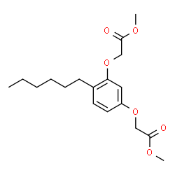 ChemSpider 2D Image | Dimethyl 2,2'-[(4-hexyl-1,3-phenylene)bis(oxy)]diacetate | C18H26O6