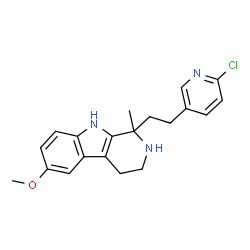 ChemSpider 2D Image | 1-[2-(6-Chloro-3-pyridinyl)ethyl]-6-methoxy-1-methyl-2,3,4,9-tetrahydro-1H-beta-carboline | C20H22ClN3O