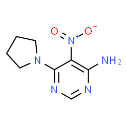 ChemSpider 2D Image | 5-Nitro-6-(1-pyrrolidinyl)-4-pyrimidinamine | C8H11N5O2