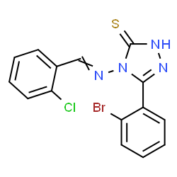 ChemSpider 2D Image | 5-(2-Bromophenyl)-4-[(2-chlorobenzylidene)amino]-2,4-dihydro-3H-1,2,4-triazole-3-thione | C15H10BrClN4S