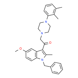 ChemSpider 2D Image | 1-(1-Benzyl-5-methoxy-2-methyl-1H-indol-3-yl)-2-[4-(2,3-dimethylphenyl)-1-piperazinyl]ethanone | C31H35N3O2
