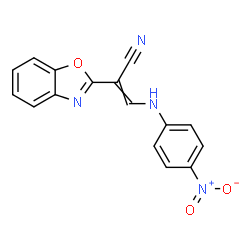 ChemSpider 2D Image | 2-(1,3-Benzoxazol-2-yl)-3-[(4-nitrophenyl)amino]acrylonitrile | C16H10N4O3
