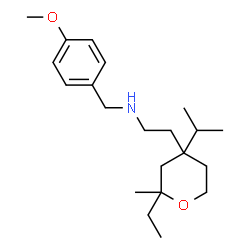 ChemSpider 2D Image | 2-(2-Ethyl-4-isopropyl-2-methyltetrahydro-2H-pyran-4-yl)-N-(4-methoxybenzyl)ethanamine | C21H35NO2