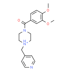 ChemSpider 2D Image | 4-(3,4-Dimethoxybenzoyl)-1-(4-pyridinylmethyl)piperazin-1-ium | C19H24N3O3