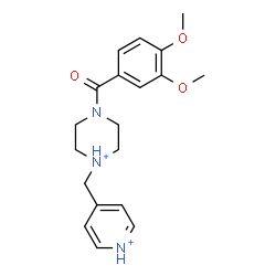 ChemSpider 2D Image | 4-(3,4-Dimethoxybenzoyl)-1-(4-pyridiniumylmethyl)piperazin-1-ium | C19H25N3O3