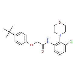 ChemSpider 2D Image | N-[3-Chloro-2-(4-morpholinyl)phenyl]-2-[4-(2-methyl-2-propanyl)phenoxy]acetamide | C22H27ClN2O3