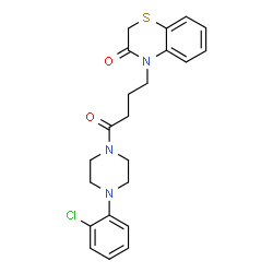 ChemSpider 2D Image | 4-{4-[4-(2-Chlorophenyl)-1-piperazinyl]-4-oxobutyl}-2H-1,4-benzothiazin-3(4H)-one | C22H24ClN3O2S