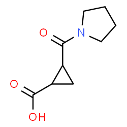 ChemSpider 2D Image | 2-(1-Pyrrolidinylcarbonyl)cyclopropanecarboxylic acid | C9H13NO3