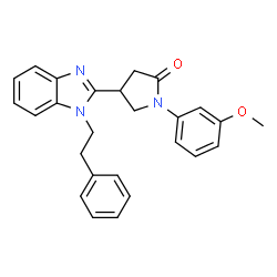 ChemSpider 2D Image | 1-(3-Methoxyphenyl)-4-[1-(2-phenylethyl)-1H-benzimidazol-2-yl]-2-pyrrolidinone | C26H25N3O2
