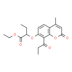 ChemSpider 2D Image | Ethyl 2-[(4-methyl-2-oxo-8-propionyl-2H-chromen-7-yl)oxy]butanoate | C19H22O6