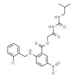 ChemSpider 2D Image | 2-[(Isobutylcarbamoyl)amino]-2-oxoethyl 2-[(2-chlorobenzyl)amino]-5-nitrobenzoate | C21H23ClN4O6