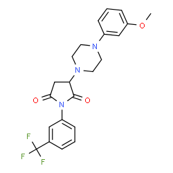 ChemSpider 2D Image | 3-[4-(3-Methoxyphenyl)-1-piperazinyl]-1-[3-(trifluoromethyl)phenyl]-2,5-pyrrolidinedione | C22H22F3N3O3