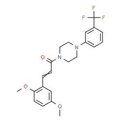 ChemSpider 2D Image | 3-(2,5-Dimethoxyphenyl)-1-{4-[3-(trifluoromethyl)phenyl]-1-piperazinyl}-2-propen-1-one | C22H23F3N2O3