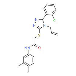 ChemSpider 2D Image | 2-{[4-Allyl-5-(2-chlorophenyl)-4H-1,2,4-triazol-3-yl]sulfanyl}-N-(3,4-dimethylphenyl)acetamide | C21H21ClN4OS