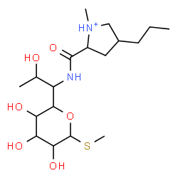 ChemSpider 2D Image | Methyl 5-(2-hydroxy-1-{[(1-methyl-4-propyl-2-pyrrolidiniumyl)carbonyl]amino}propyl)-1-thiopentopyranoside | C18H35N2O6S