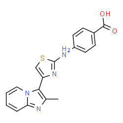 ChemSpider 2D Image | N-(4-Carboxyphenyl)-4-(2-methylimidazo[1,2-a]pyridin-3-yl)-1,3-thiazol-2-aminium | C18H15N4O2S