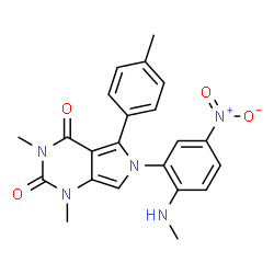 ChemSpider 2D Image | 1,3-Dimethyl-6-[2-(methylamino)-5-nitrophenyl]-5-(4-methylphenyl)-1H-pyrrolo[3,4-d]pyrimidine-2,4(3H,6H)-dione | C22H21N5O4