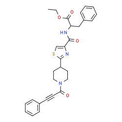 ChemSpider 2D Image | Ethyl N-({2-[1-(3-phenyl-2-propynoyl)-4-piperidinyl]-1,3-thiazol-4-yl}carbonyl)phenylalaninate | C29H29N3O4S