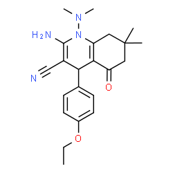 ChemSpider 2D Image | 2-Amino-1-(dimethylamino)-4-(4-ethoxyphenyl)-7,7-dimethyl-5-oxo-1,4,5,6,7,8-hexahydro-3-quinolinecarbonitrile | C22H28N4O2