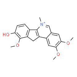 ChemSpider 2D Image | 9-Hydroxy-2,3,10-trimethoxy-6-methyl-11H-indeno[1,2-c]isoquinolinium | C20H20NO4