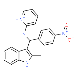 ChemSpider 2D Image | 2-{[(2-Methyl-1H-indol-3-yl)(4-nitrophenyl)methyl]amino}pyridinium | C21H19N4O2