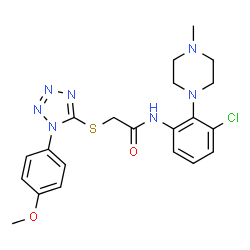 ChemSpider 2D Image | N-[3-Chloro-2-(4-methyl-1-piperazinyl)phenyl]-2-{[1-(4-methoxyphenyl)-1H-tetrazol-5-yl]sulfanyl}acetamide | C21H24ClN7O2S