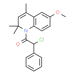 ChemSpider 2D Image | 2-Chloro-1-(6-methoxy-2,2,4-trimethyl-1(2H)-quinolinyl)-2-phenylethanone | C21H22ClNO2