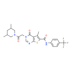 ChemSpider 2D Image | 3-[2-(3,5-Dimethyl-1-piperidinyl)-2-oxoethyl]-5-methyl-4-oxo-N-[4-(trifluoromethyl)phenyl]-3,4-dihydrothieno[2,3-d]pyrimidine-6-carboxamide | C24H25F3N4O3S
