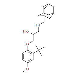 ChemSpider 2D Image | 1-[(Adamantan-1-ylmethyl)amino]-3-[4-methoxy-2-(2-methyl-2-propanyl)phenoxy]-2-propanol | C25H39NO3