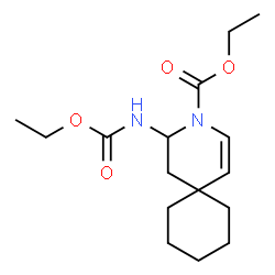 ChemSpider 2D Image | Ethyl 4-[(ethoxycarbonyl)amino]-3-azaspiro[5.5]undec-1-ene-3-carboxylate | C16H26N2O4