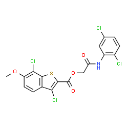 ChemSpider 2D Image | 2-[(2,5-Dichlorophenyl)amino]-2-oxoethyl 3,7-dichloro-6-methoxy-1-benzothiophene-2-carboxylate | C18H11Cl4NO4S