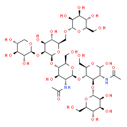 ChemSpider 2D Image | alpha-D-Mannopyranosyl-(1->3)-[alpha-D-mannopyranosyl-(1->6)-[beta-D-xylopyranosyl-(1->2)]-beta-D-mannopyranosyl-(1->4)-2-acetamido-2-deoxy-beta-D-glucopyranosyl-(1->4)]-2-acetamido-2-deoxy-D-glucopyr
anose | C39H66N2O30