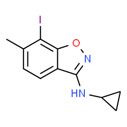 ChemSpider 2D Image | N-Cyclopropyl-7-iodo-6-methyl-1,2-benzoxazol-3-amine | C11H11IN2O