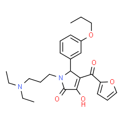 ChemSpider 2D Image | 1-[3-(Diethylamino)propyl]-4-(2-furoyl)-3-hydroxy-5-(3-propoxyphenyl)-1,5-dihydro-2H-pyrrol-2-one | C25H32N2O5
