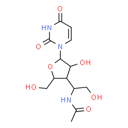 ChemSpider 2D Image | 1-[3-(1-Acetamido-2-hydroxyethyl)-3-deoxypentofuranosyl]-2,4(1H,3H)-pyrimidinedione | C13H19N3O7