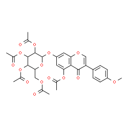 ChemSpider 2D Image | 3-(4-Methoxyphenyl)-4-oxo-7-[(2,3,4,6-tetra-O-acetylhexopyranosyl)oxy]-4H-chromen-5-yl acetate | C32H32O15