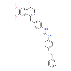 ChemSpider 2D Image | 1-[4-(Benzyloxy)phenyl]-3-{4-[(6,7-dimethoxy-3,4-dihydro-1-isoquinolinyl)methyl]phenyl}urea | C32H31N3O4
