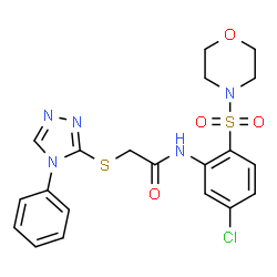 ChemSpider 2D Image | N-[5-Chloro-2-(4-morpholinylsulfonyl)phenyl]-2-[(4-phenyl-4H-1,2,4-triazol-3-yl)sulfanyl]acetamide | C20H20ClN5O4S2
