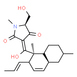 ChemSpider 2D Image | (3Z,5S)-3-[{(1S,4aS)-1,6-Dimethyl-2-[(1E)-1-propen-1-yl]-1,2,4a,5,6,7,8,8a-octahydro-1-naphthalenyl}(hydroxy)methylene]-5-(hydroxymethyl)-1-methyl-2,4-pyrrolidinedione | C22H31NO4