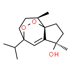 ChemSpider 2D Image | (1S,4R,10R)-7-Isopropyl-4,10-dimethyl-11,12-dioxatricyclo[5.3.2.0~1,5~]dodec-5-en-4-ol | C15H24O3