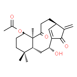 ChemSpider 2D Image | (2R,4R,8R,9S,13R)-2-Hydroxy-5,5,9-trimethyl-14-methylene-10,15-dioxotricyclo[11.2.1.0~4,9~]hexadec-1(16)-en-8-yl acetate | C22H30O5